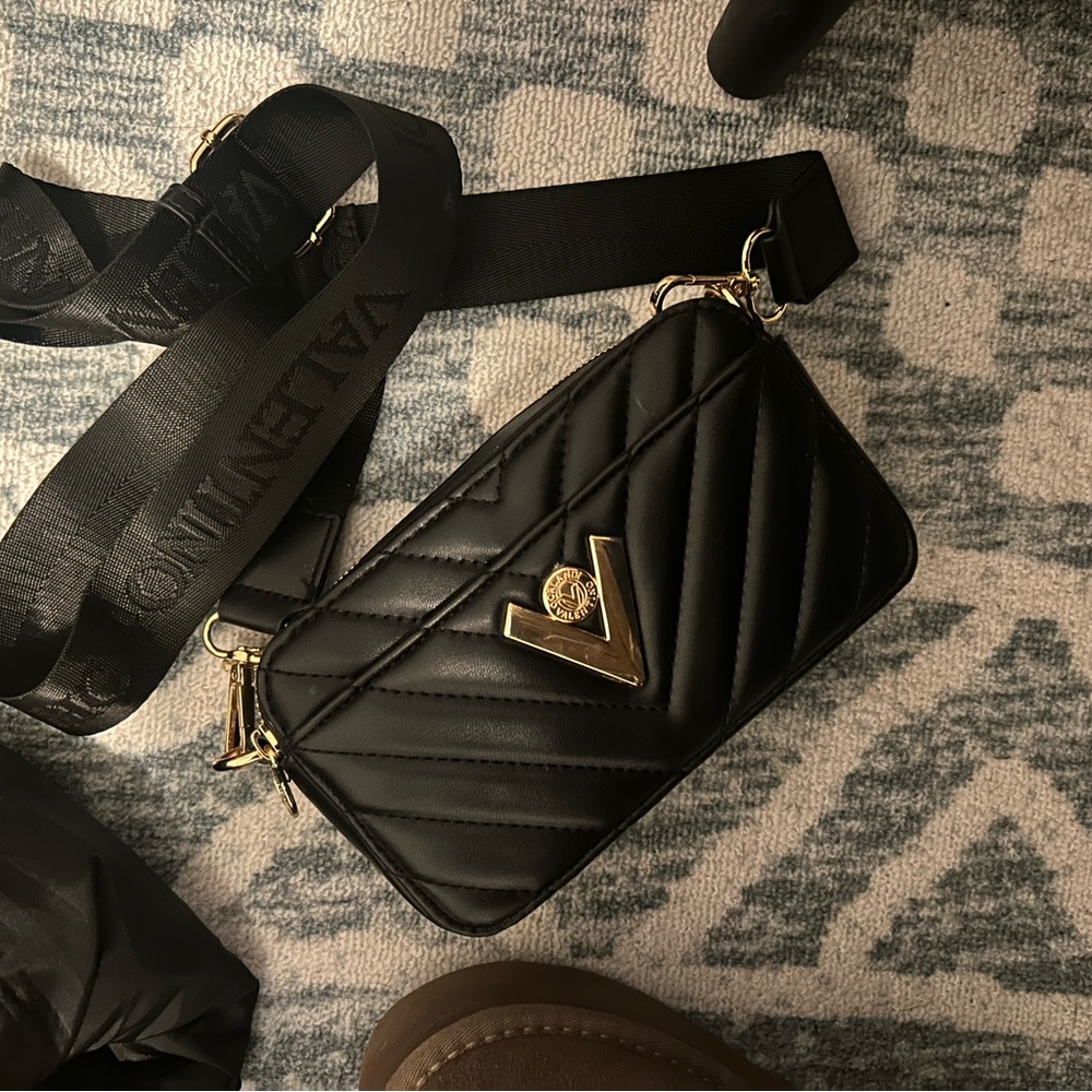 Valentino Black and Gold Crossbody Bag